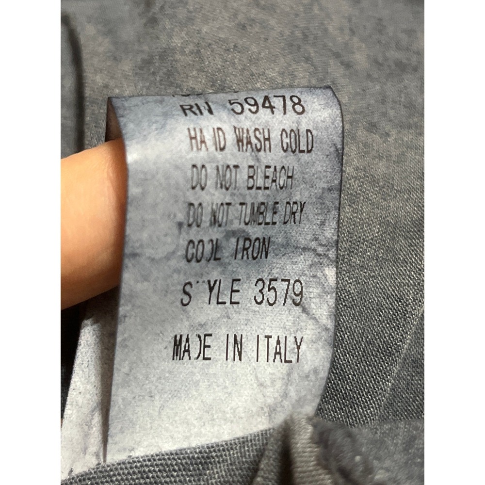 100% Silk Made in Italy Floral Lace Ruffle Neck Sleeveless Blouse Slate Blue M - Picture 6 of 6